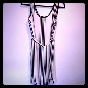 Ann Taylor cream black striped dress size small